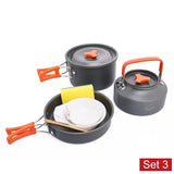 NNEOBA Foldable Aluminum Camping Cookware Tableware Set Black