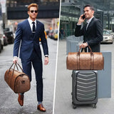 NNEOBA 2-in-1 Convertible Leather Travel Bag Brown