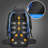 NNEOBA 90L Waterproof Camping Backpack with Cover Blue