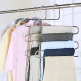 NNEOBA 5 layers Stainless Steel Clothes Hangers S Shape Pants Storage Hangers Clothes Storage Rack Multilayer Storage Cloth Hanger