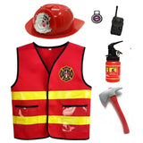 Kids' Firefighter Cosplay Costume Set with Red Hat
