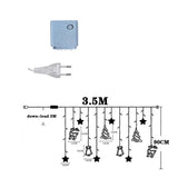 3.5M Warm White LED Tree Deer Bell Christmas Curtain String Lights