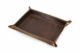 Genuine Leather Folding Desktop Storage Tray