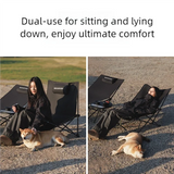 NNEOBA Camping Folding Recliner Chair with Cotton Pillow Black