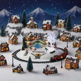 Animated Christmas Village Skating Scene with Lights