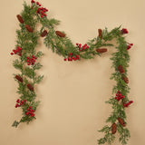 NNEOBA Handcrafted 2M Christmas Pine Vine Garland with Red Berries Rattan