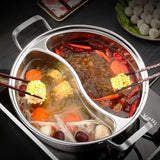 NNEOBA 32cm 316 Stainless Steel Twin Divided Hot Pot Silver