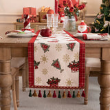 Red Thicken Jacquard Christmas Table Runner