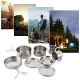 NNEOBA 8-Piece Camping Cookware Mess Kit Silver
