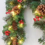 Christmas Garland with Pinecones and Red Berries