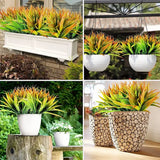Artificial Spring Grass Plant Set Silk & Plastic Decor Stems