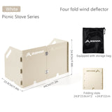 NNEOBA Foldable Carbon Steel Gas Stove Windshield Screen White