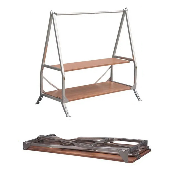 NNEOBA Portable Folding Outdoor Camping Storage Shelf 304 Stainless Steel Silver