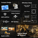NNEOBA Mini Smart Projector Auto Focus White