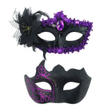 2Pcs Men Women Half Face Masks Couple Masks Sexy Painted Masquerade Mask Wedding Carnival Performance Costume Prom Party Supply