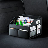 NNEOBA PU Leather Car Trunk Organizer Folding & Collapsible Cargo Storage Box Black
