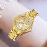 NNEOBA Women's Gold Quartz Watch Jewelry Gift Set