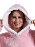 NNEOBA Extra Long Hooded Flannel Wearable Blanket