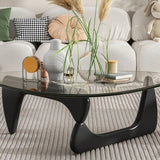 NNEOBA Triangle Glass Coffee Table - Solid Wood Base, Minimalist Nordic Design