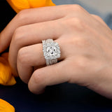 Silver Halo Princess Cut Cubic Zirconia Engagement Ring – Vintage Wedding Ring for Women