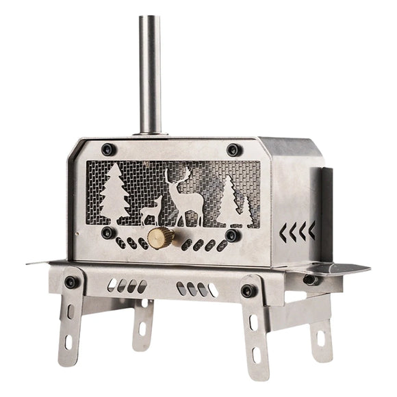 NNEOBA Mini Folding Charcoal Stove Fire Heater And Incense Burner Silver