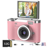 NNEOBA Digital Camera with Flip Screen Pink