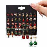 20 Pair Christmas Earring Set for Women Festive Drop Earrings