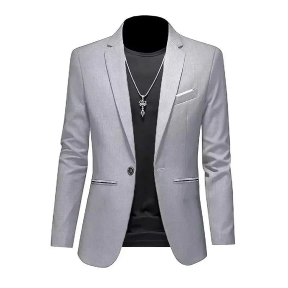 NNEOBA Mens Slim Fit Casual Suit Jacket Single Button (Gray)