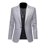 NNEOBA Mens Slim Fit Casual Suit Jacket Single Button (Gray)