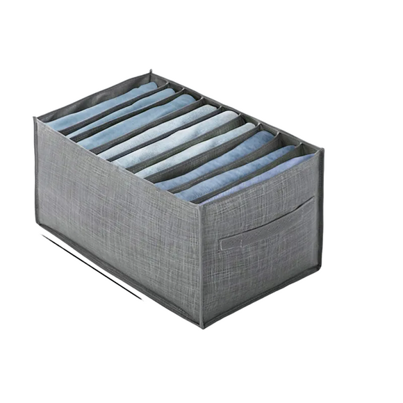 NNEOBA 5PCS Gray 9-Grids Closet Clothes Organizer Storage Box Cabinet Drawers Set - 44x25x22cm