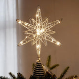 Silver Christmas Star Tree Topper with LED String Lights