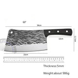 NNEOBA 1KG Handmade Forged Chopping Knife 5mm Thick Bone Cleaver Black