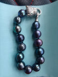 AAAA+ Natural Black Blue Baroque Pearl Necklace – 925 Sterling Silver Clasp (16–35 Inch)
