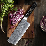 NNEOBA Professional 7-Inch Damascus Steel Meat Cleaver VG10 Core Black