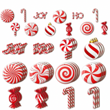 12Pcs Wooden Candy Christmas Tree Ornaments Red