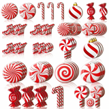 12Pcs Wooden Candy Christmas Tree Ornaments Red