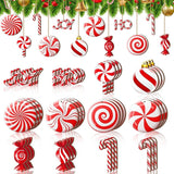 12Pcs Wooden Candy Christmas Tree Ornaments Red