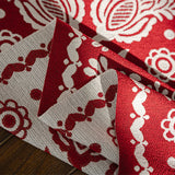 Red Geometric Christmas Elk Table Runner