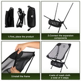 NNEOBA 2pcs Outdoor Folding Moon Chairs Black