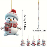 5-Piece Acrylic Snowman Ornaments – 2D Flat ornament