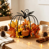 Black Iron Pumpkin Autumn Harvest Decoration 19 × 19 × 16.5 cm