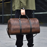 NNEOBA Retro Crocodile-Texture Travel Bag Brown