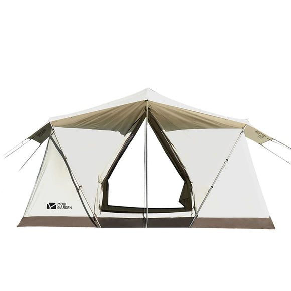 NNEOBA Camping Glamping Cotton Tent 3-Person Double-Layer Waterproof Tent Ivory