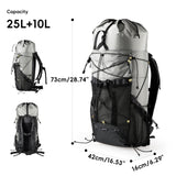 NNEOBA Camping Backpack 25+10L Travel Bag Grey