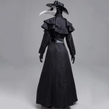 Halloween Medieval Hooded Robe with Plague Doctor Costume Mask & Hat