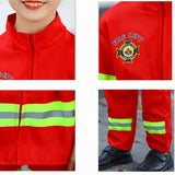 120CM Kids Firefighter Halloween Cosplay Uniform Toys Children Sam Firemen Role Work Clothing Suit Boy Girl Performance Party Costumes