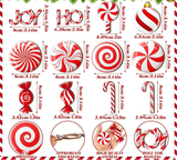 12Pcs Wooden Candy Christmas Tree Ornaments Red