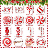 12Pcs Wooden Candy Christmas Tree Ornaments Red