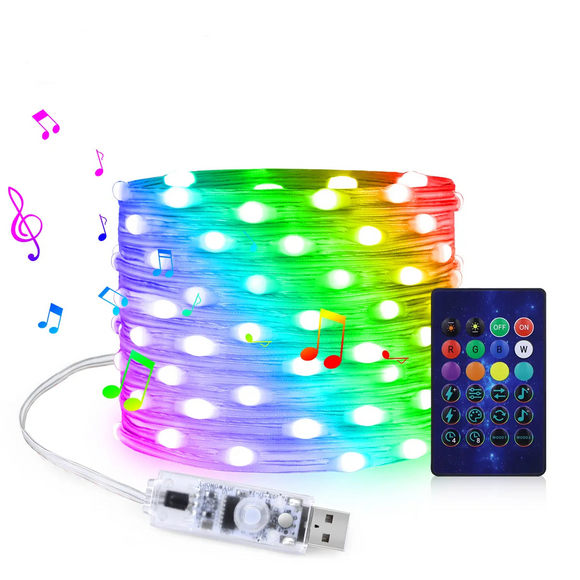 NNEOBA 20M Dream Color USB 5V LED String Lights - Bluetooth Music APP RGBIC Addressable Fairy Lights