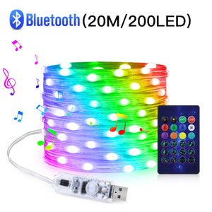 NNEOBA 20M Dream Color USB 5V LED String Lights - Bluetooth Music APP RGBIC Addressable Fairy Lights